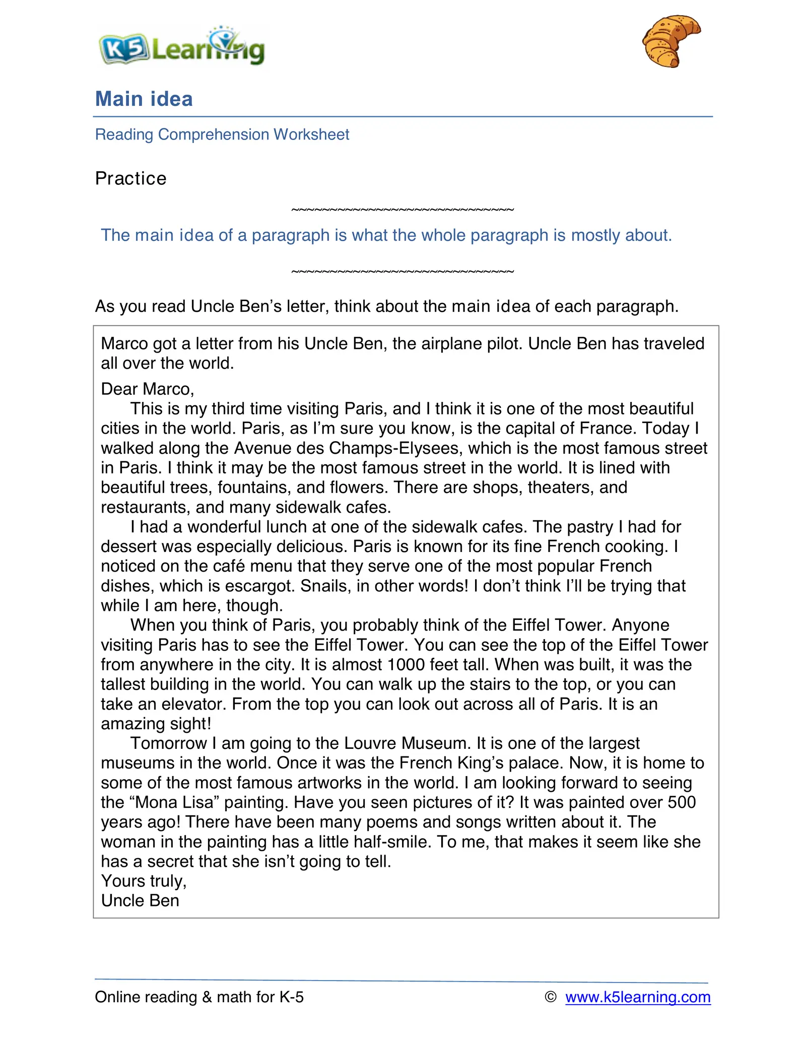 Grade 5 main idea 2 Interactive Worksheet – Edform
