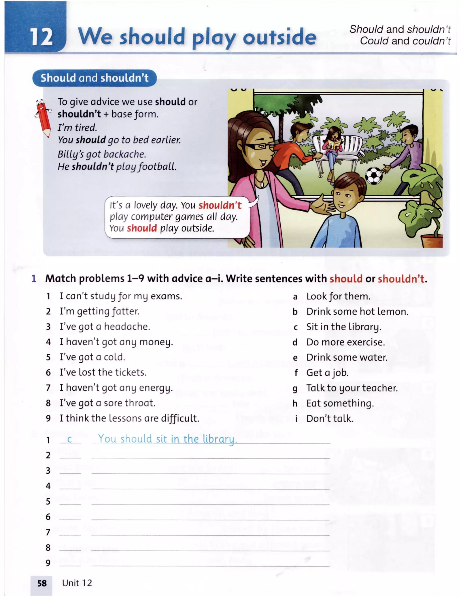 Unit 3- Grammar friends 4- We should play outside Interactive Worksheet –  Edform
