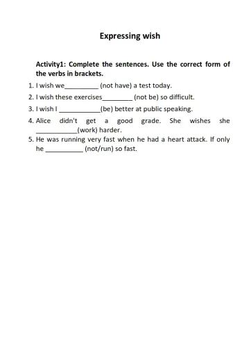 Expressing wish Interactive Worksheet – Edform