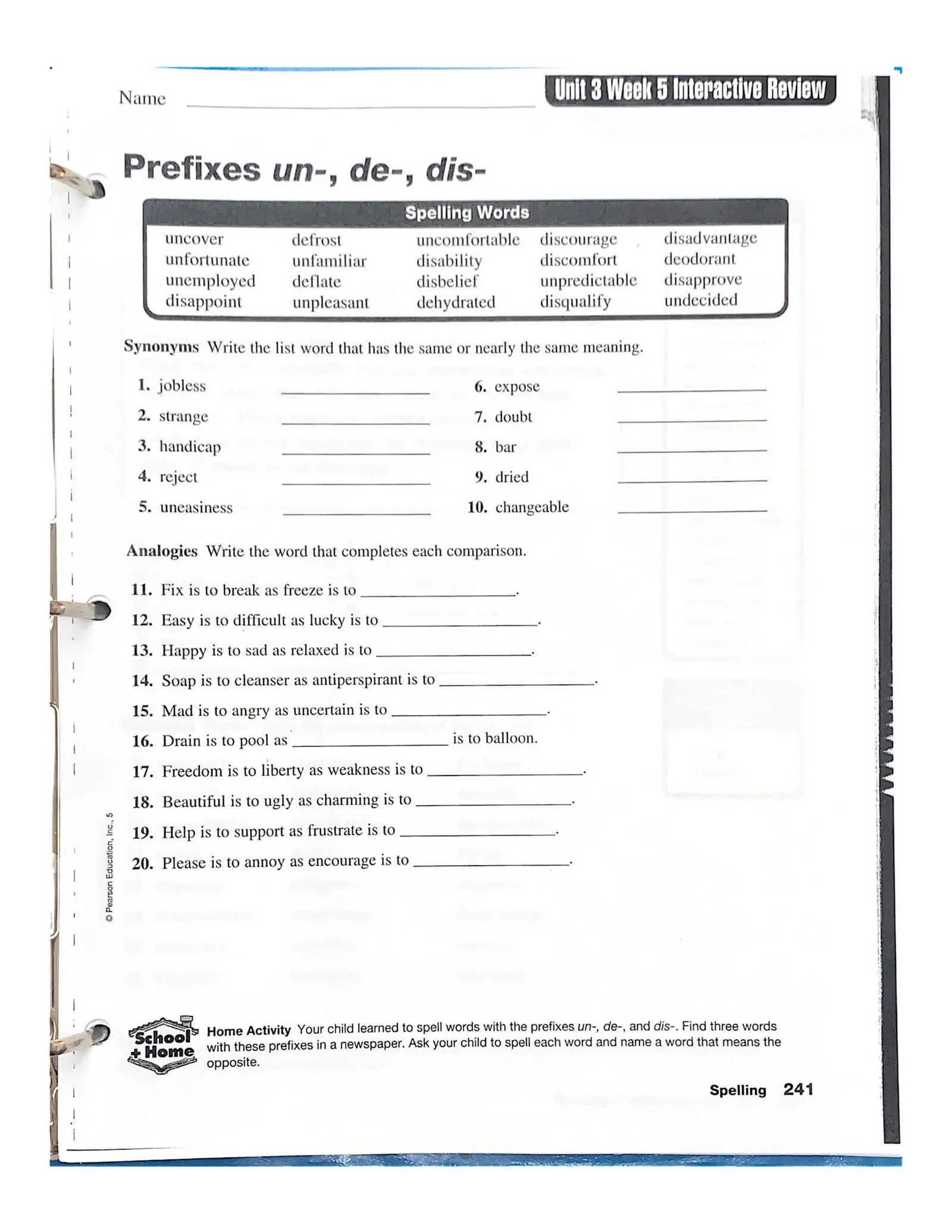 Pearson Education Inc Worksheets