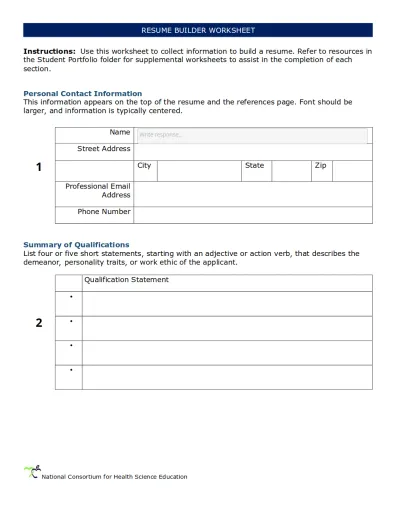 3 Resume Builder Worksheet Interactive Worksheet – Edform