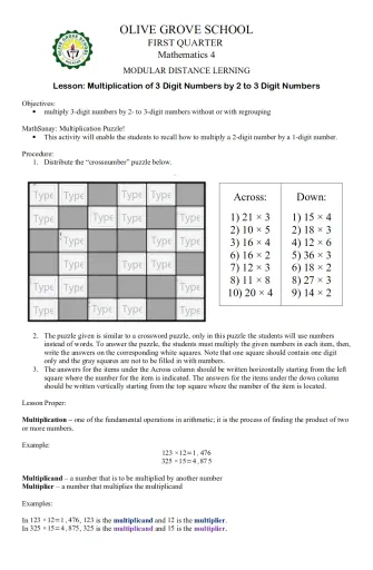 Interactive worksheet Multiplication of 3 Digit Numbers by 2 to 3 Digit Numbers