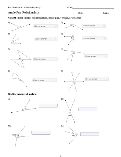Angle Pair Relationships Interactive Worksheet – Edform