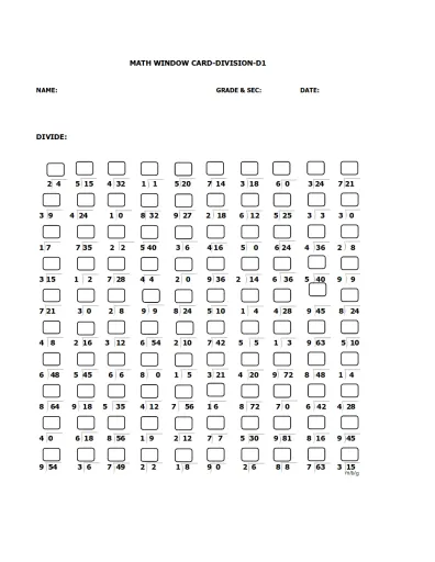 Interactive worksheet WINDOW CARD 1- DIVISION