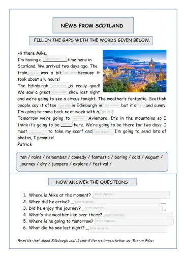 Edinburgh for 9th Interactive Worksheet – Edform