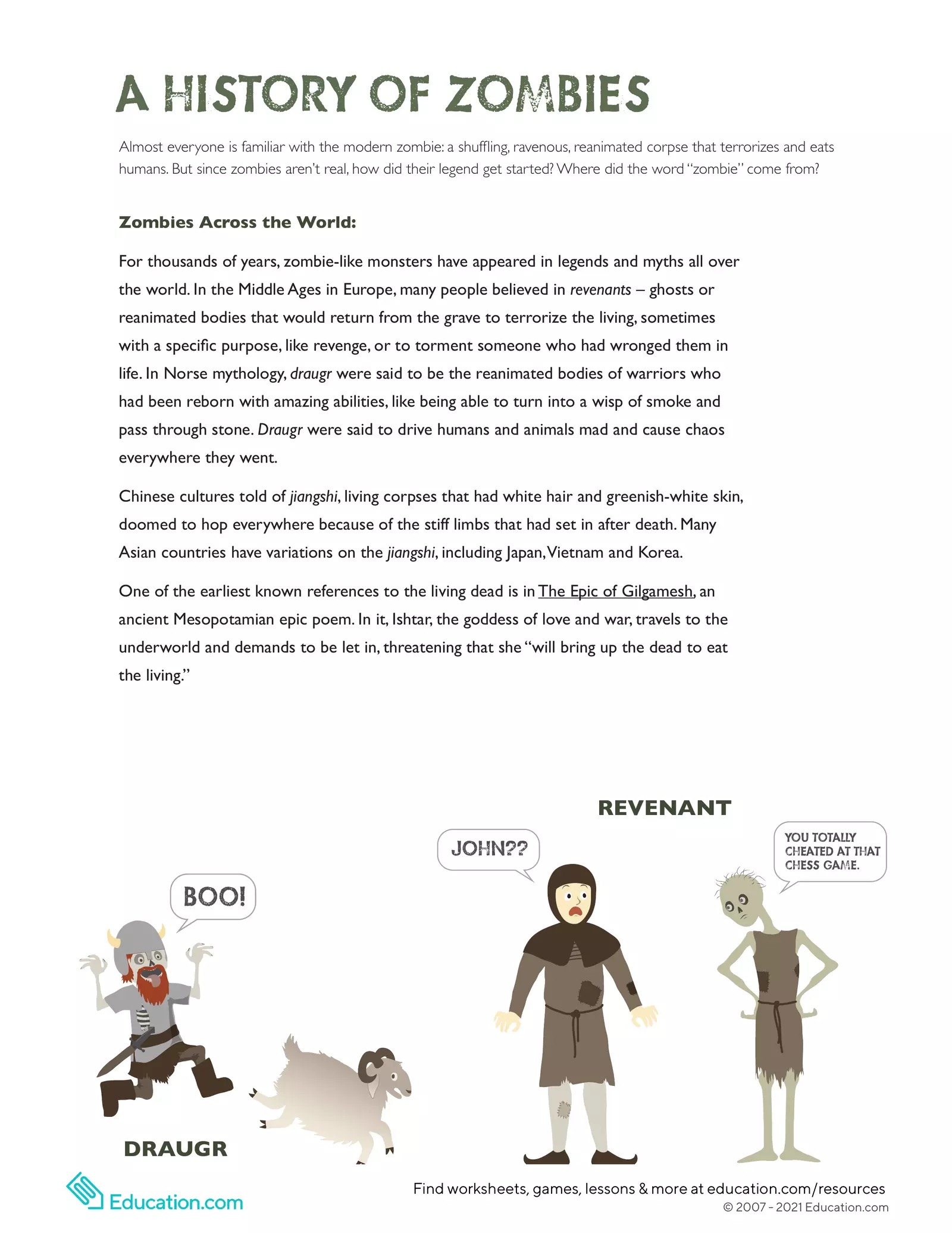 The Science Of Zombies Worksheets