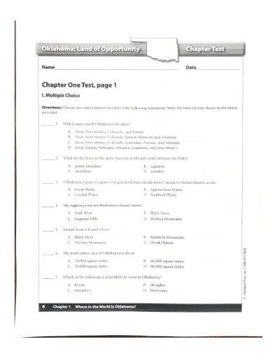 Oklahoma History Benchmark Part 1 Interactive Worksheet – Edform