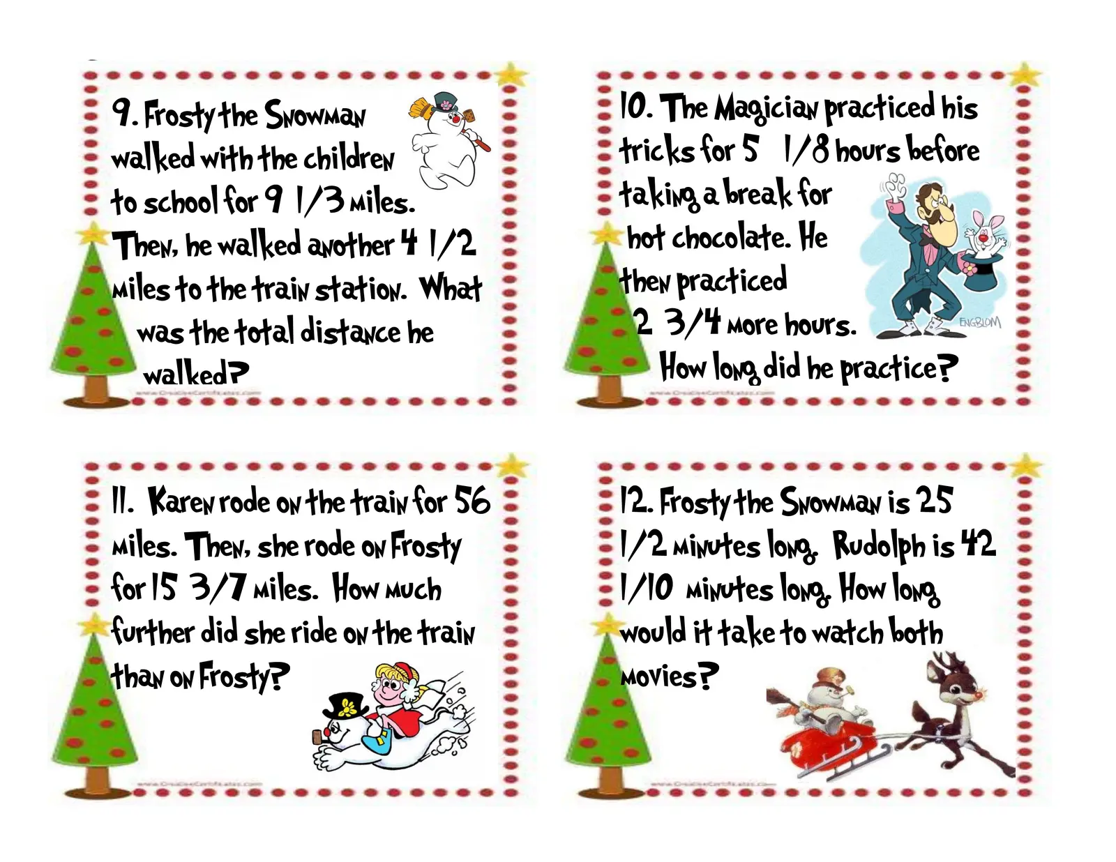 ChristmasAddSubMixedNumbers 1 Interactive Worksheet – Edform