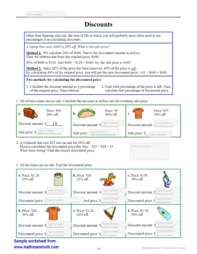Percent discount Worksheet Interactive Worksheet – Edform