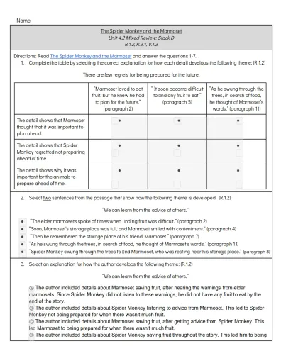 Interactive worksheet Gr 5 Unit 4.2 Stack D  Questions (Student Copy)