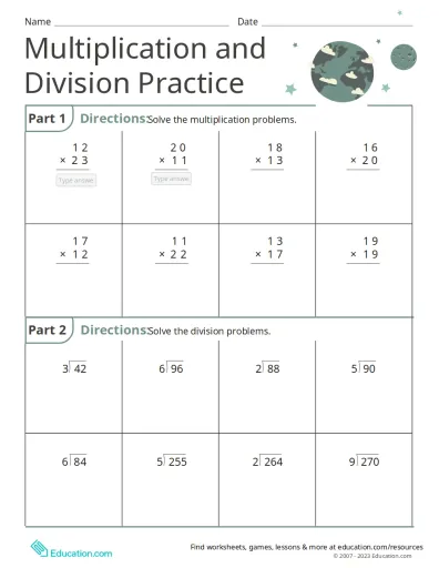 Multiplication and division Interactive Worksheet – Edform