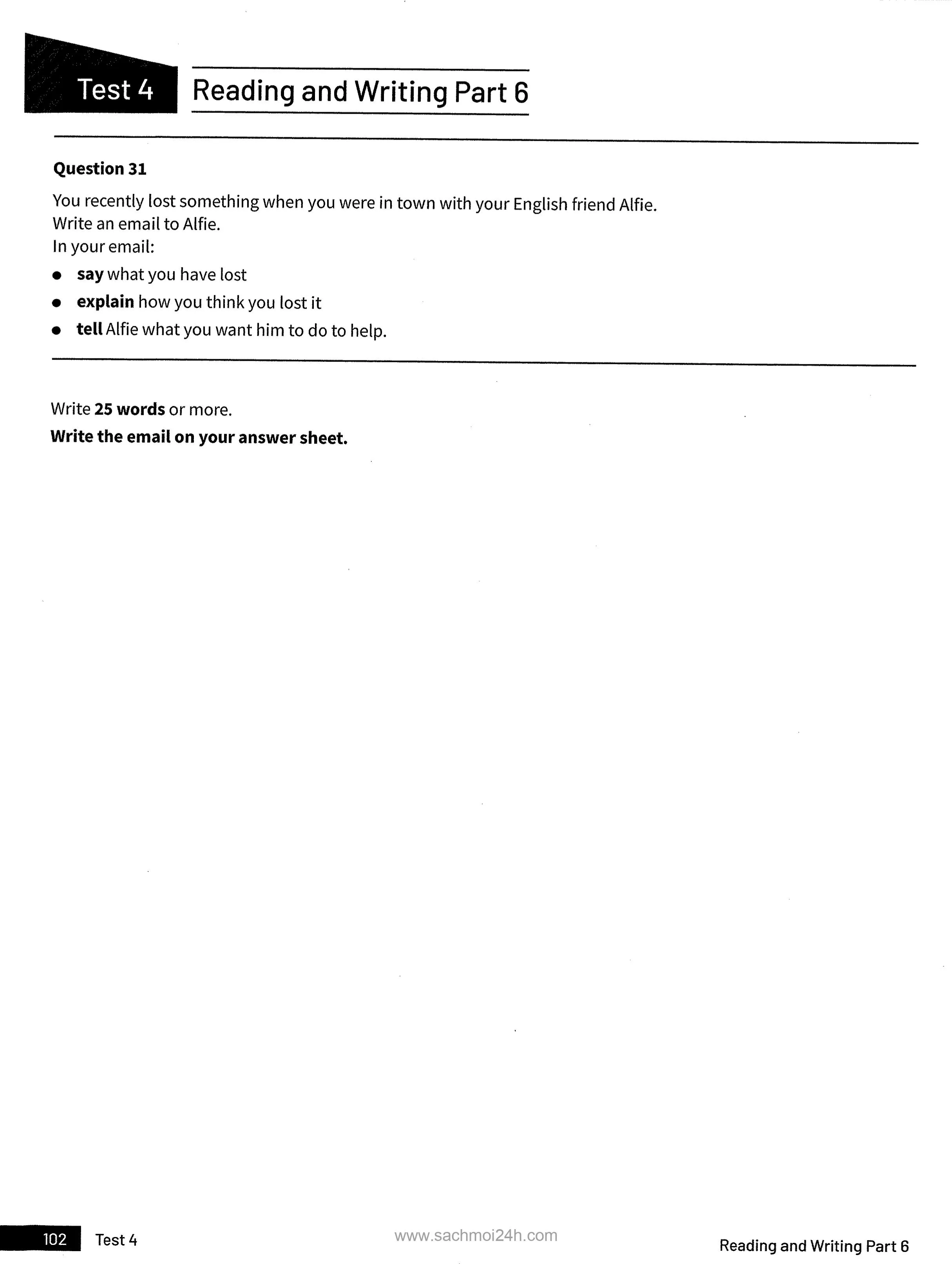 Reading and Writing Test 4 KET (A1 Trainer) Interactive Worksheet Edform