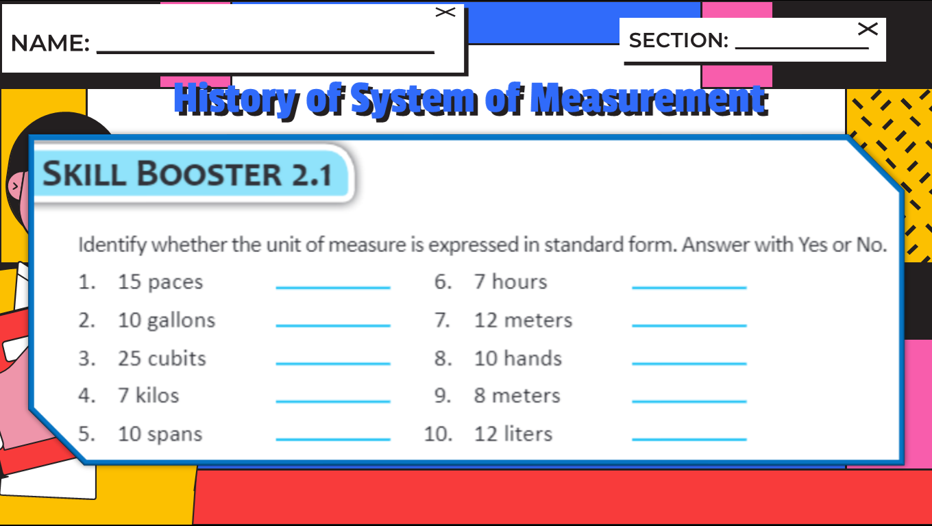 Standards of measurement worksheet answers