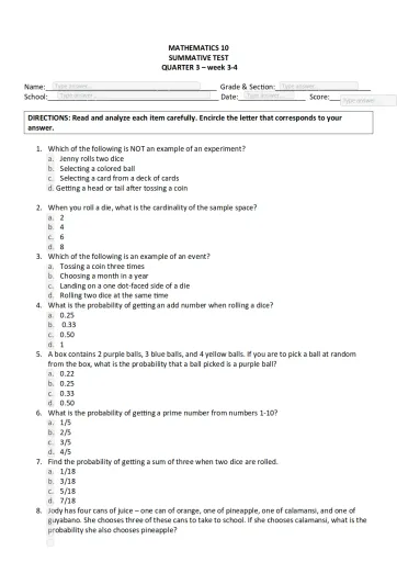 G10 Math Summative test Q3 Module 3 & 4 Interactive Worksheet – Edform