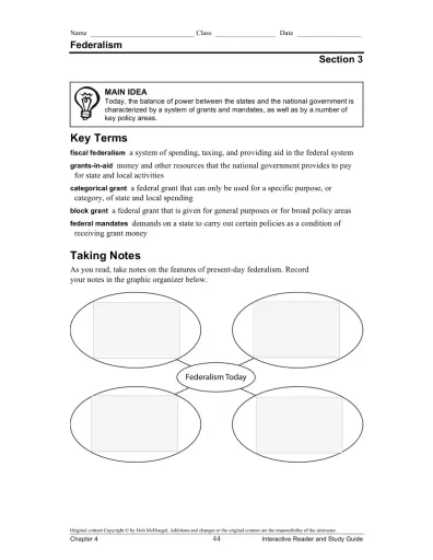 Federalism Section 3 Study Guide Interactive Worksheet – Edform