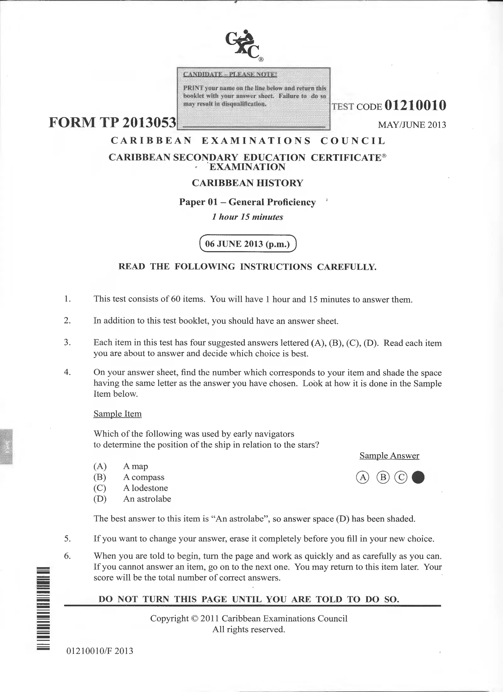 CSEC History 2013 Interactive Worksheet – Edform