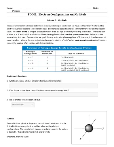 POGIL Electron Configuration and Orbitals Interactive ...