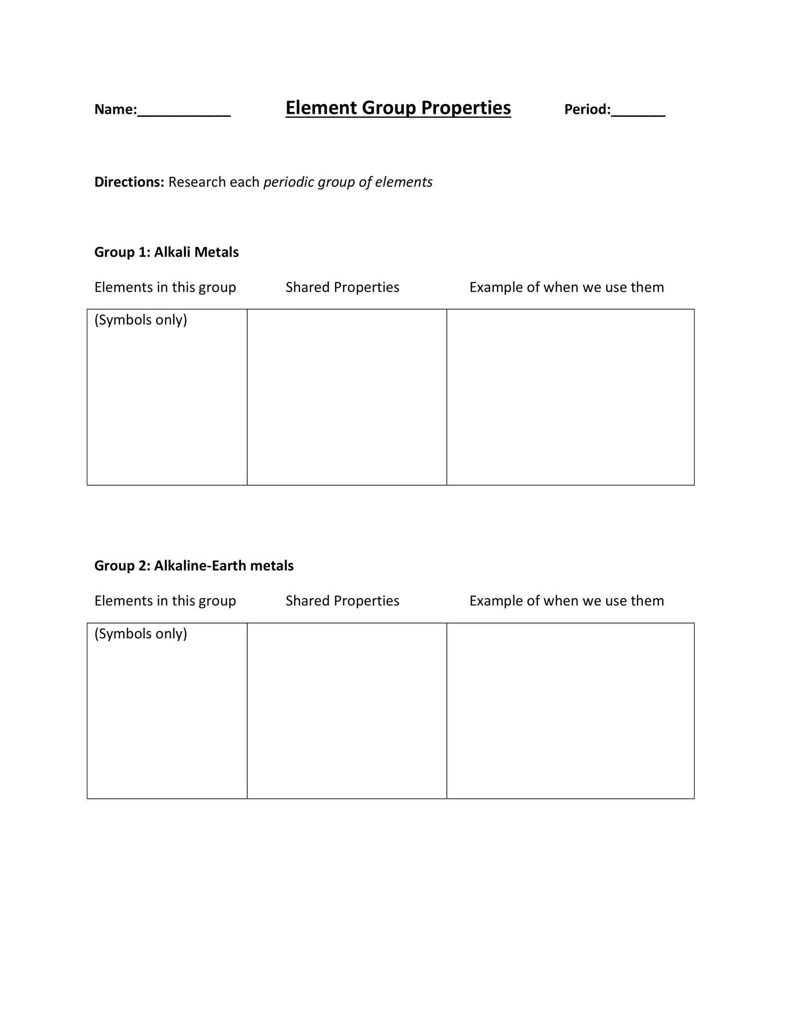 Periodic Table Project Interactive Worksheet – Edform