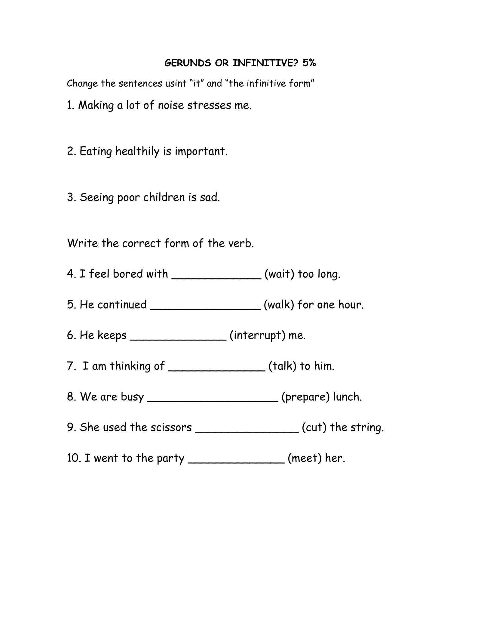 Gerund Worksheets For Grade 5 Gerunds And Infinitives All Things