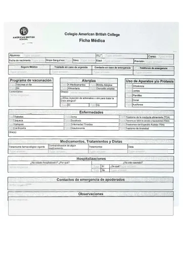 Interactive worksheet Ficha médica