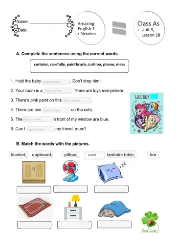 Interactive worksheet Dictation Unit 3 Lesson 1ii