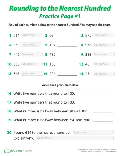 10/16/23 Round 100's & 10's Interactive Worksheet – Edform