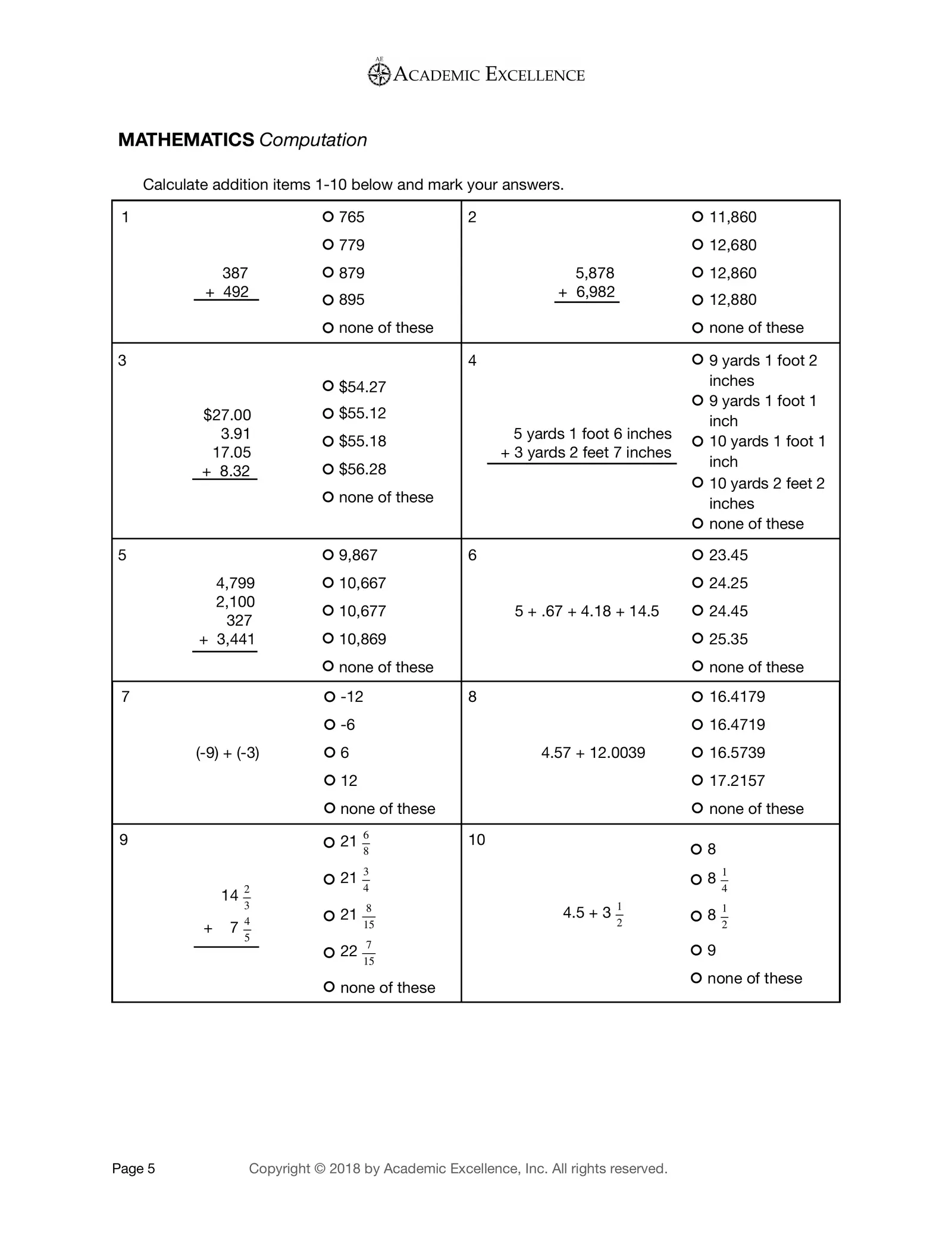 CAT Mock test - grade 7- Mathematics Interactive Worksheet – Edform