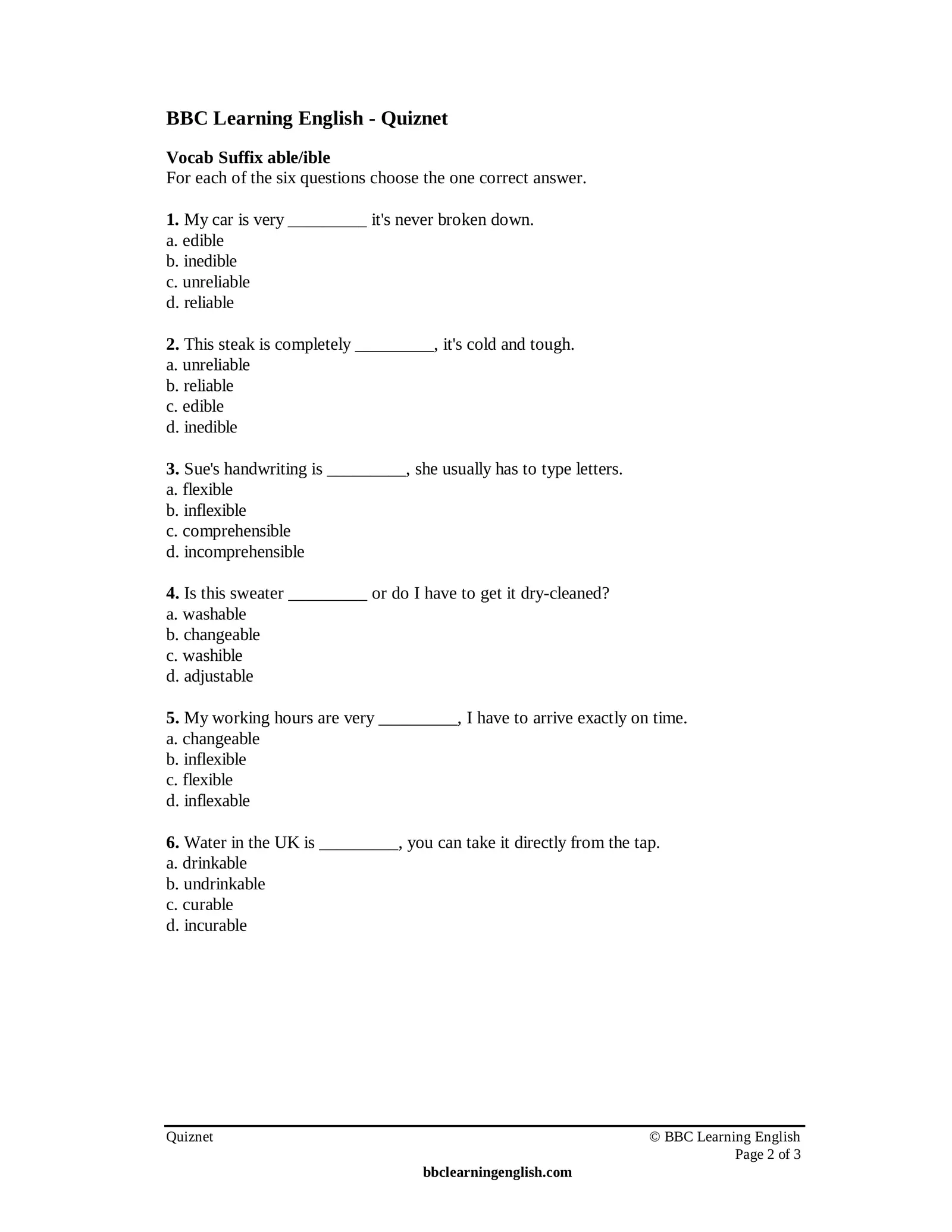 15 vocab suffix able ible Interactive Worksheet – Edform