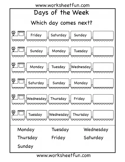 days of the week interactive worksheet edform