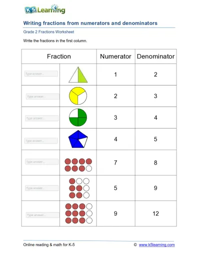 Interactive worksheet Write fractions