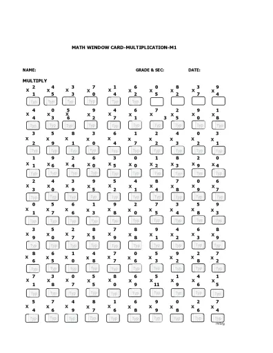 WINDOW CARD 1- MULTIPLICATION Interactive Worksheet – Edform
