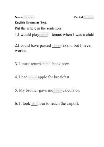 Amazing English1 U1 test Interactive Worksheet Edform