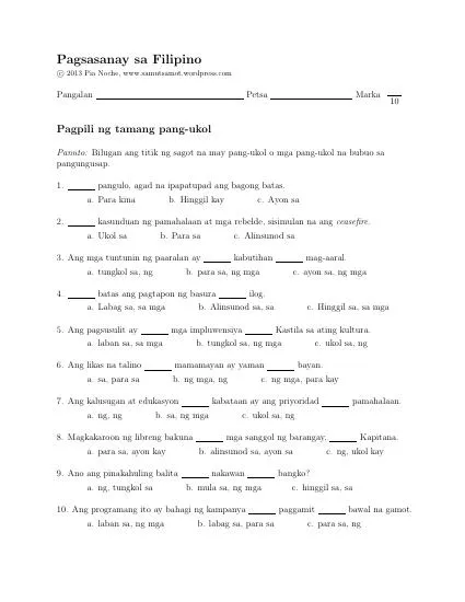 filipino week 7 pang ukol interactive worksheet edform