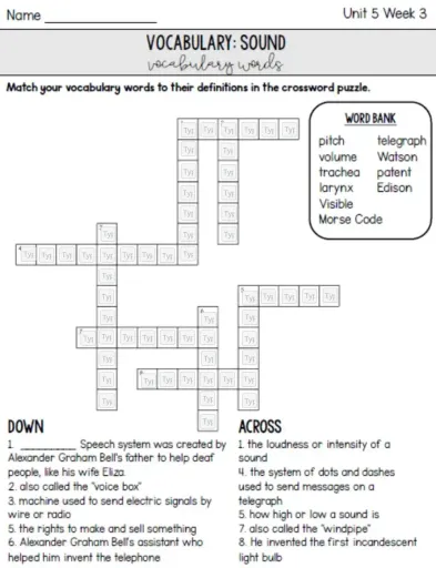 Vocabulary Crossword Interactive Worksheet Edform