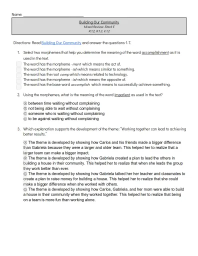 Interactive worksheet Gr 5 Unit 4.2 Stack E Questions (STUDENT COPY)