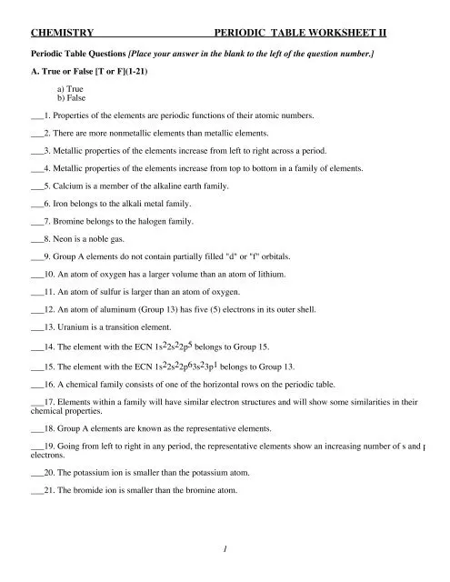 Periodic table Interactive Worksheet – Edform