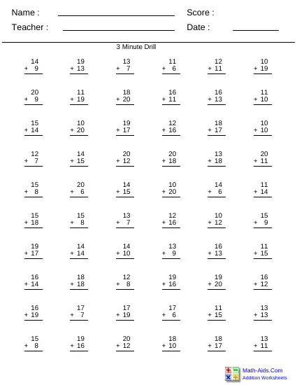 Addition 10-40 Interactive Worksheet – Edform