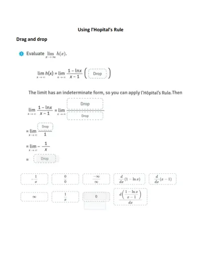 Using l'Hopital's Rule Interactive Worksheet – Edform