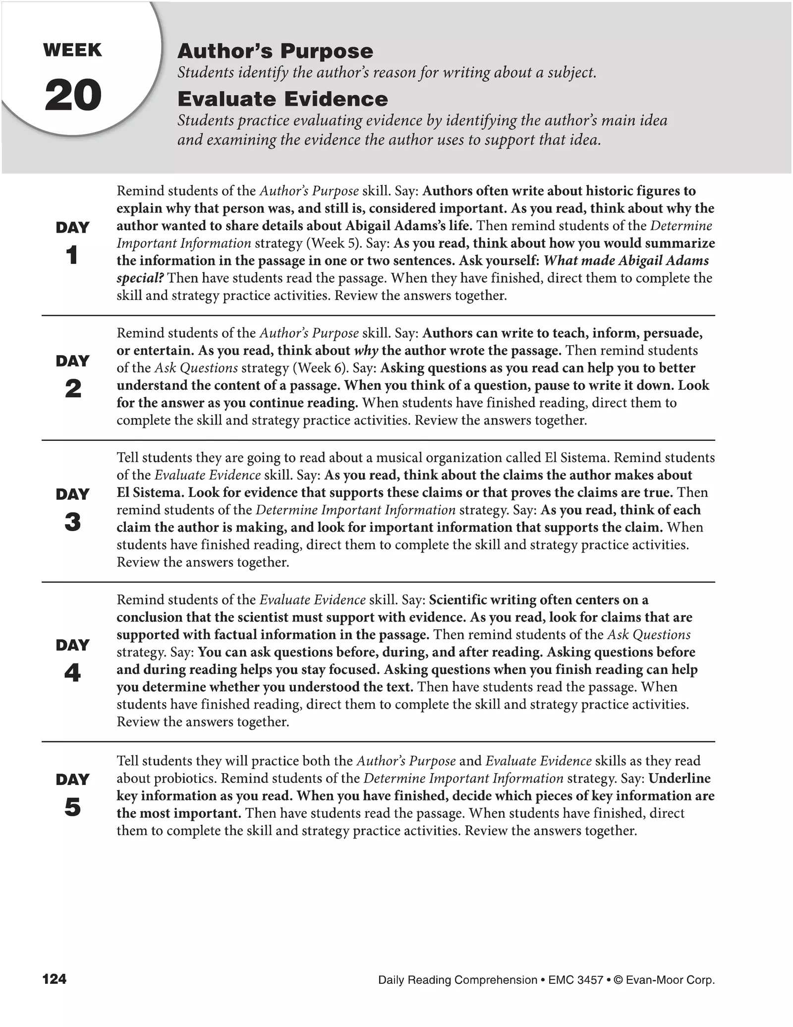 Daily Reading Comprehension Grade 7 Week 20 Interactive ...