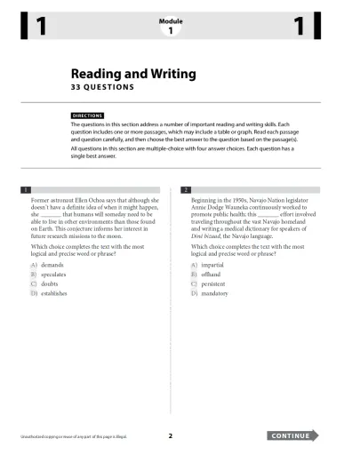 Digital SAT practice test 1 - Reading and Writing Interactive Worksheet ...