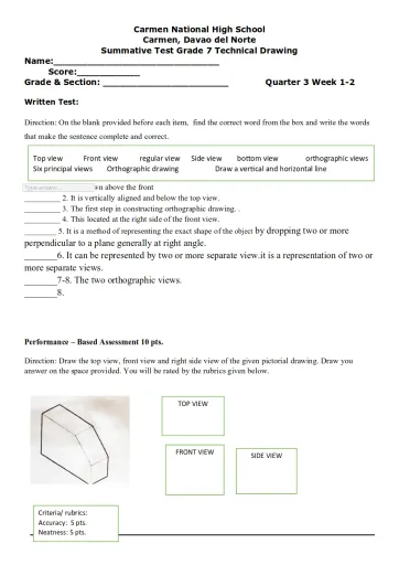 TD7 Q3 week 1 1 summative test Interactive Worksheet – Edform