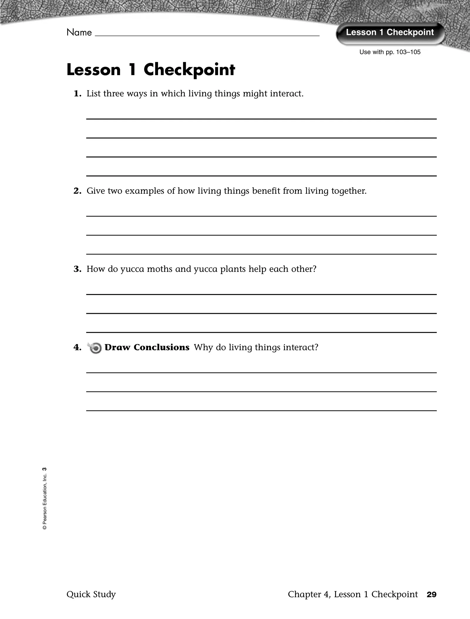 Pearson Education Inc Worksheets