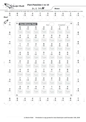 Interactive worksheet Fact Family H