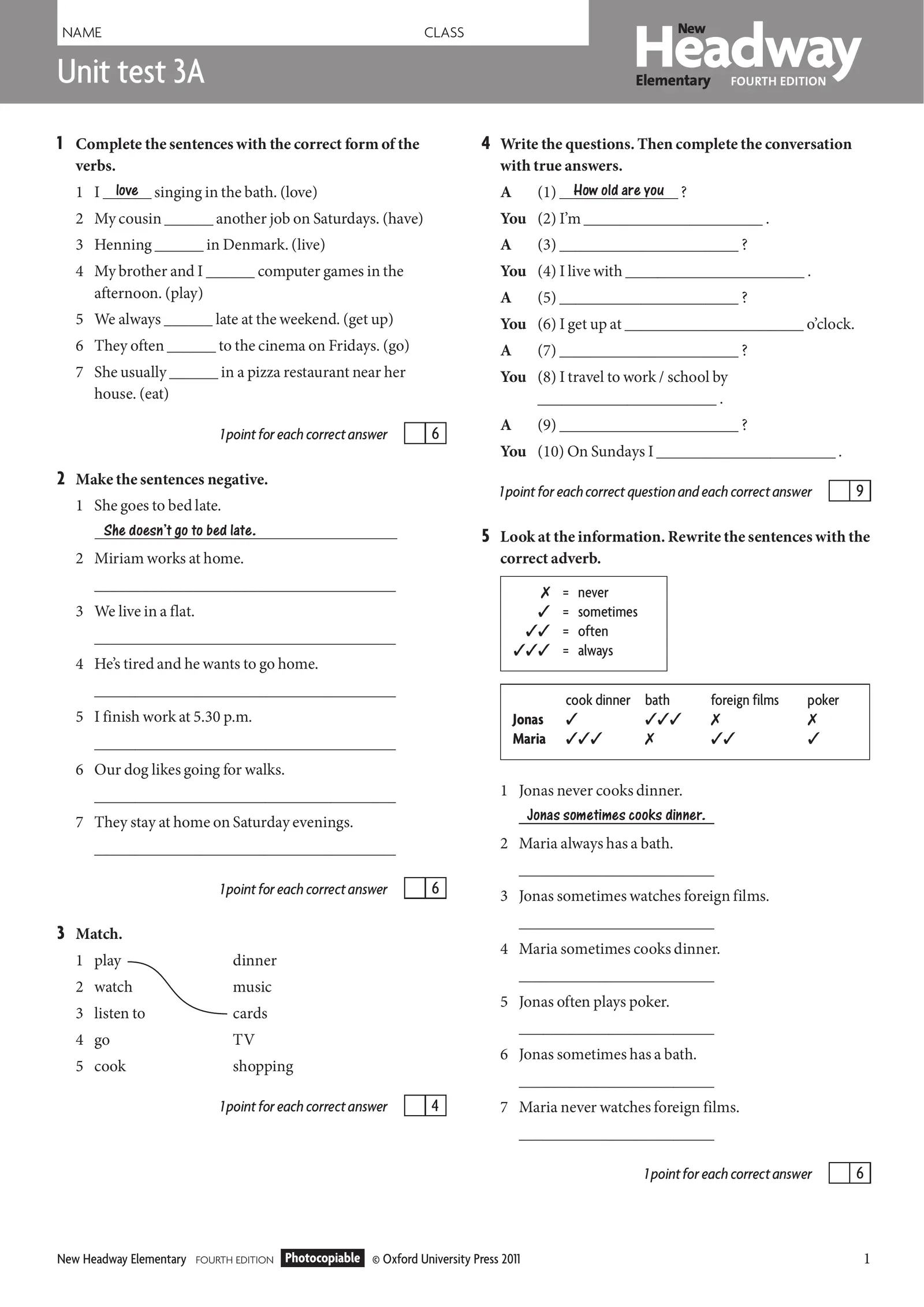 Unit Test 3 Oxford University Press