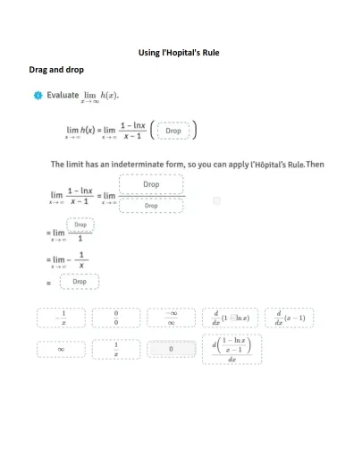 Using l'Hopital's Rule Interactive Worksheet – Edform