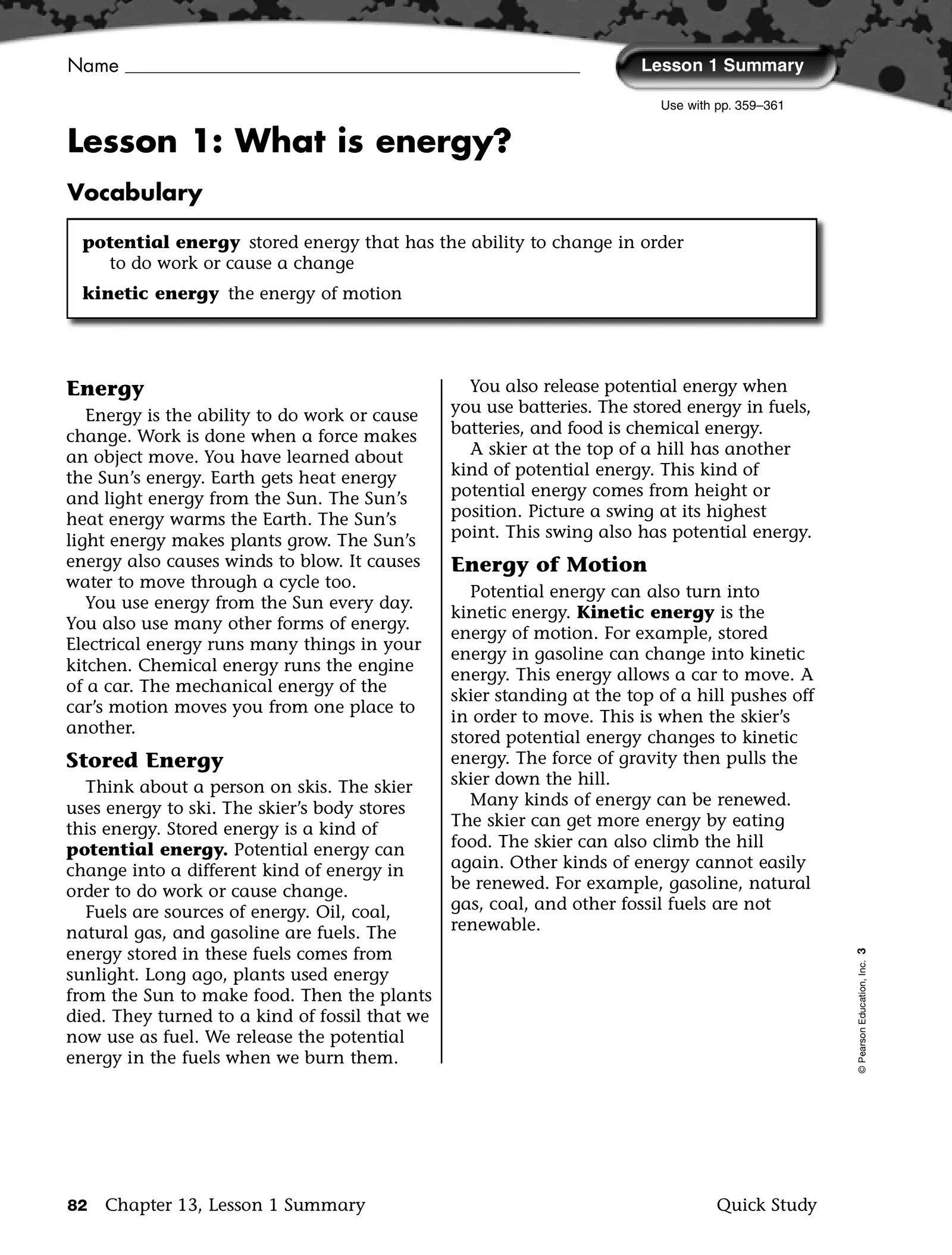 Pearson Education Inc Worksheets