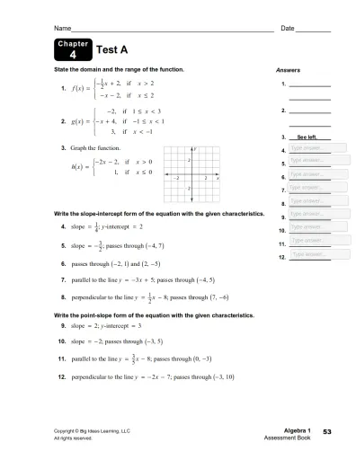 Interactive worksheet Ch 4 Test A