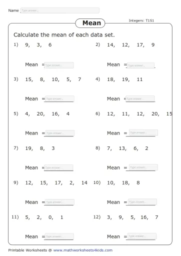 Average Interactive Worksheet – Edform